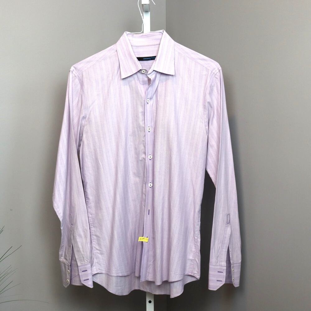 Zachary Prell Lavender Striped‎ Button-Up Dress Shirt Men’s Medium